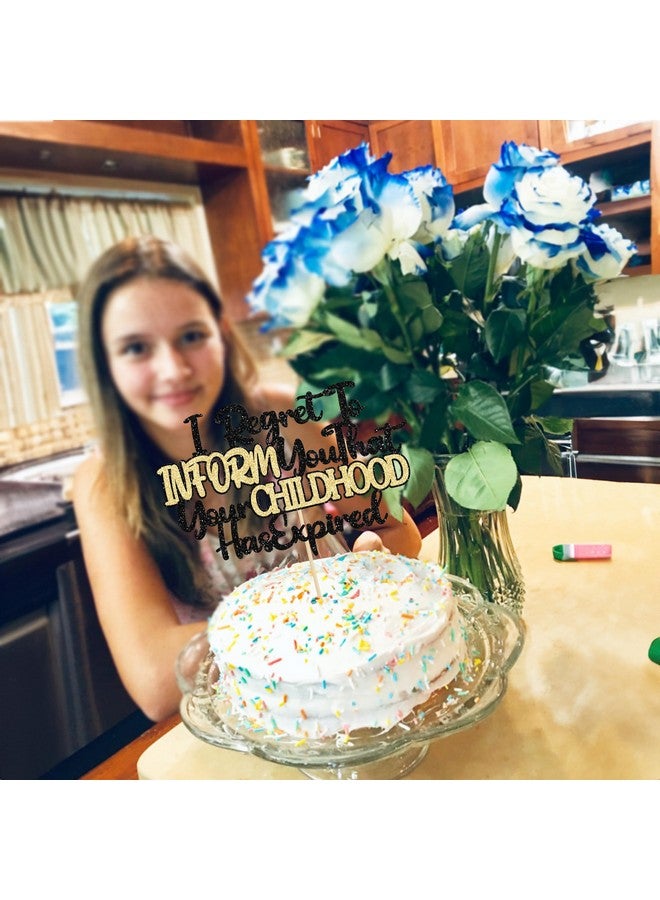 ايفلين إيفلين 1 قطعة من زينة كعكة عيد الميلاد الثامن عشر باللون الأسود والذهبي اللامع، يؤسفني أن أخبرك أن طفولتك قد انتهت، اختيار كعكة لحفلة عيد ميلاد مضحكة بمناسبة عيد ميلادك الثامن عشر، لوازم تزيين الكعك - Image 4