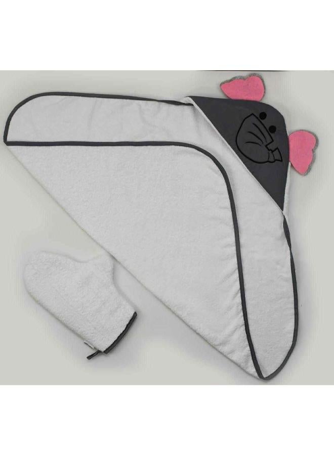 Hooded Baby Bath Towel – Black & Pink Animal Design