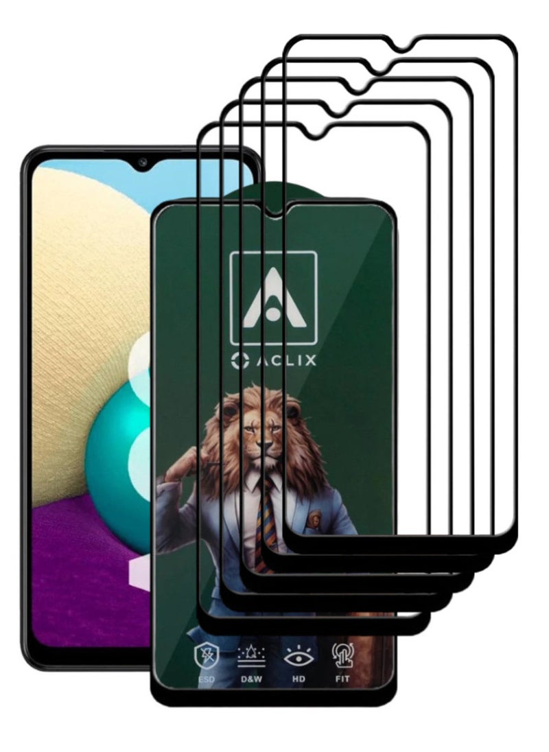 ACLIX 5 Pieces Antistatic ESD Dustproof Premium Quality High Definition Tempered Glass Screen Protector Designed For Samsung Galaxy A02 - Image 1