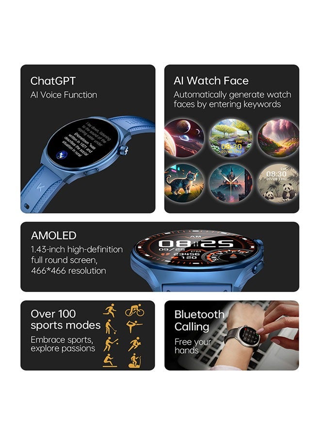 KUMI GW6 Sports Smartwatch AMOLED Display Yoga Exercise 100 Sports Detection Maps Navigation Smart Bracelet Sliver - Image 3