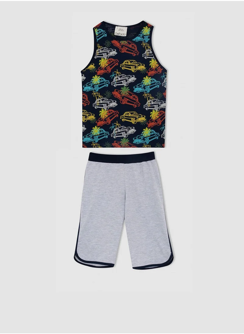 DeFacto Kids Car Print Vest And Shorts Set