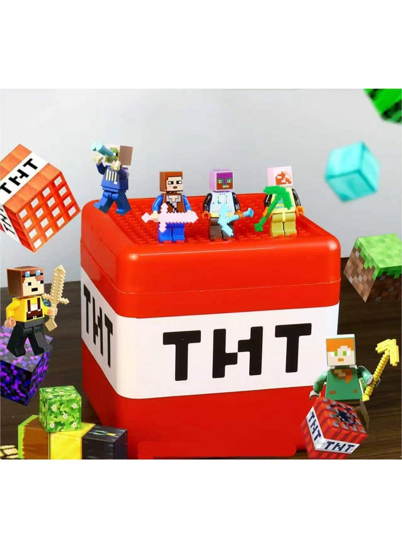 ماين كرافت مجموعة مكعبات بناء MINECRAFT كاملة أصلية ألعاب تعليمية للأطفال للتجميع (100 مكعب + 10 شخصيات صغيرة + صندوق تخزين) (نمط عشوائي) - Image 4