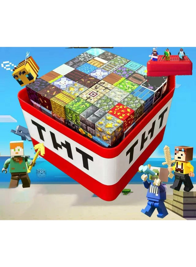 ماين كرافت مجموعة مكعبات بناء MINECRAFT كاملة أصلية ألعاب تعليمية للأطفال للتجميع (100 مكعب + 10 شخصيات صغيرة + صندوق تخزين) (نمط عشوائي) - Image 5