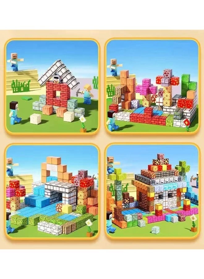 ماين كرافت مجموعة مكعبات بناء MINECRAFT كاملة أصلية ألعاب تعليمية للأطفال للتجميع (100 مكعب + 10 شخصيات صغيرة + صندوق تخزين) (نمط عشوائي) - Image 3