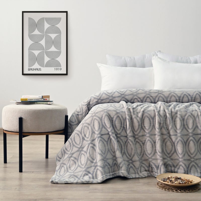 Morano Fluffy Blanket Printed Model 220X240Cm Ultra Soft Polyester Lightweight Cozy Warm Throw Textured Stripe Design Sofa Bed Cover Comfortable Fleece Winter Blanket, for Home and Bedding - Image 2