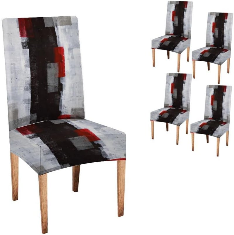 CAPSCEOLL Grey Chair Covers Chair Seat Covers Set of 4 Chair Seat Covers Removable Washable Parson Chair Covers for Dining Room Living Room Kitchen - Image 1