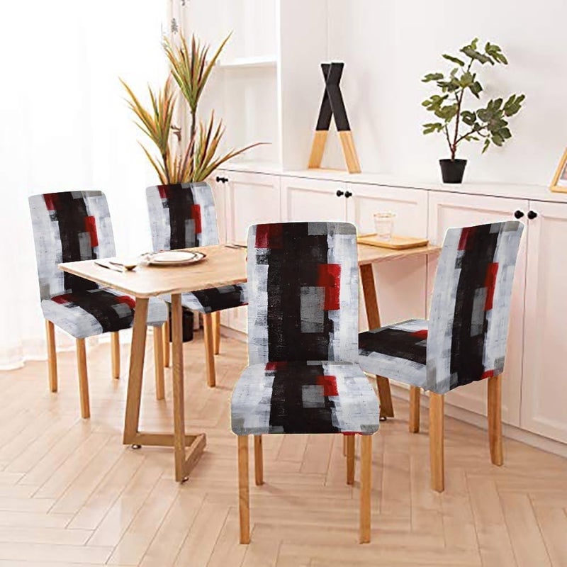 CAPSCEOLL Grey Chair Covers Chair Seat Covers Set of 4 Chair Seat Covers Removable Washable Parson Chair Covers for Dining Room Living Room Kitchen - Image 4