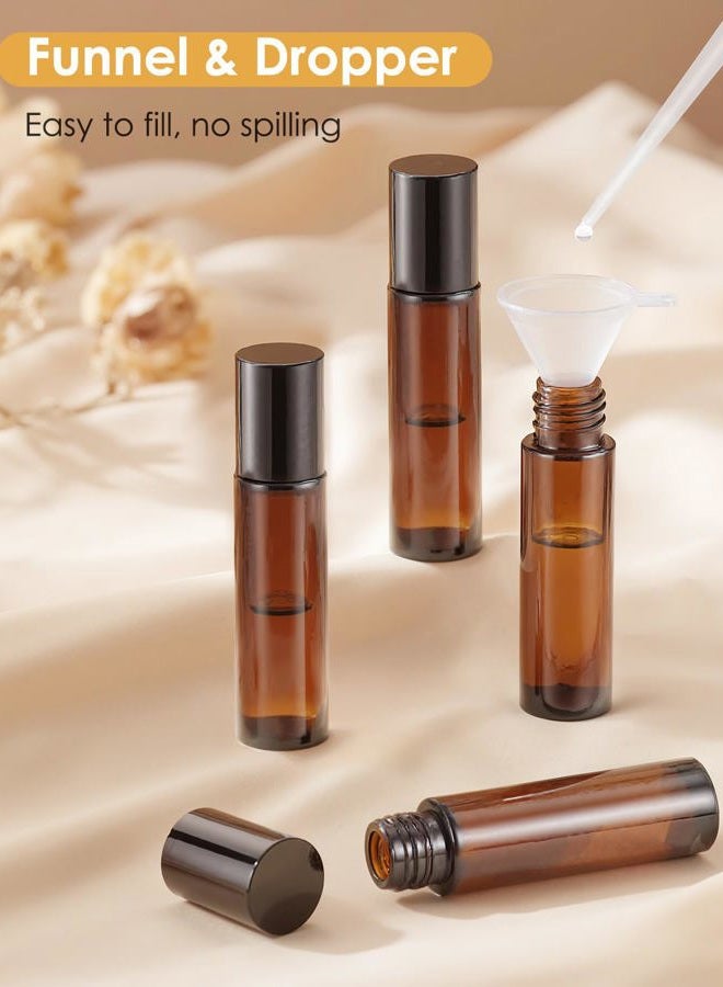 Worldgsb 10ml Essential Oil Roller Bottles with Stainless Steel Roller Balls, Amber, 4 Pack - Image 3