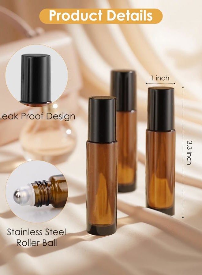 Worldgsb 10ml Essential Oil Roller Bottles with Stainless Steel Roller Balls, Amber, 4 Pack - Image 4