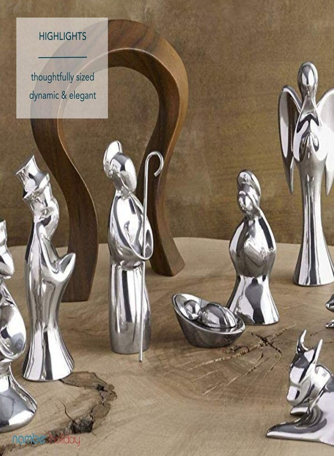 Nambe Holy Family Miniature Nativity Set - 4-Piece Christmas Crèche with Joseph, Mary, and Baby Jesus, Acacia Wood, Nambé Alloy Religious Display, Collectible Holiday Décor for Mantel, Table, or Shelf - Image 5
