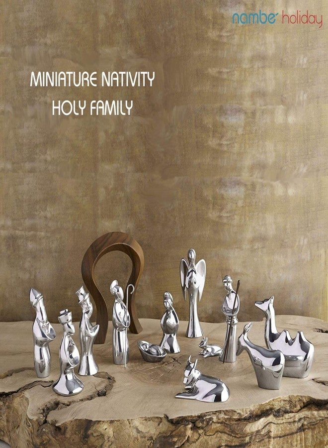 Nambe Holy Family Miniature Nativity Set - 4-Piece Christmas Crèche with Joseph, Mary, and Baby Jesus, Acacia Wood, Nambé Alloy Religious Display, Collectible Holiday Décor for Mantel, Table, or Shelf - Image 2