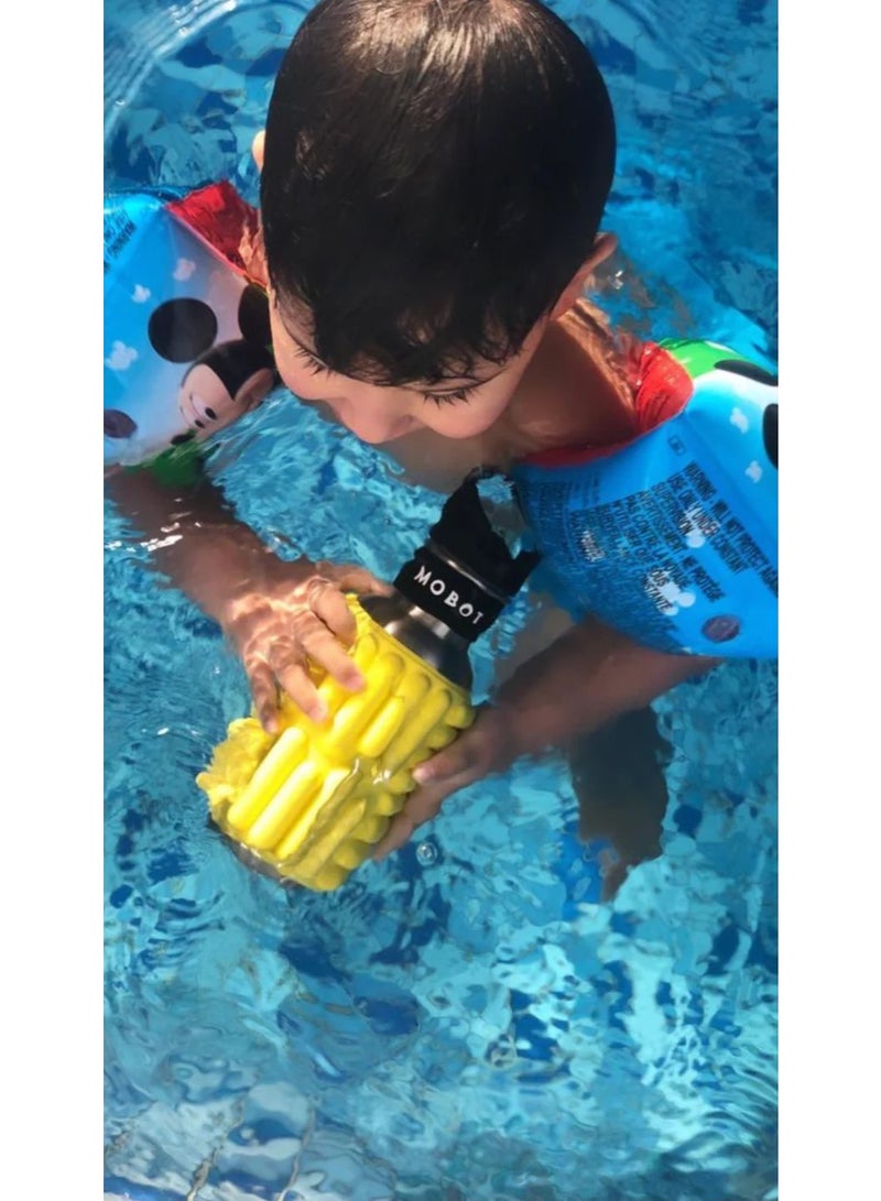 MOBOT Portable Travel Foam Roller Water Bottle with Sip Straw, Stainless Steel Screw Lid | Insulated Sports Water Bottle and Foam Rollers for Yoga, Workout, Home Gym, & Exercise, Lemon  532ml - Image 3