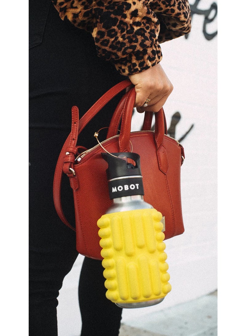 MOBOT Portable Travel Foam Roller Water Bottle with Sip Straw, Stainless Steel Screw Lid | Insulated Sports Water Bottle and Foam Rollers for Yoga, Workout, Home Gym, & Exercise, Lemon  532ml - Image 5