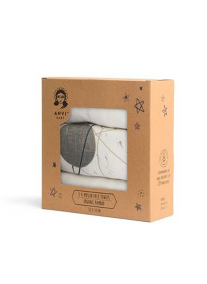 Anvi Baby Organic Bamboo Face Cloth Set of 3  Dreamy Space  - Image 2