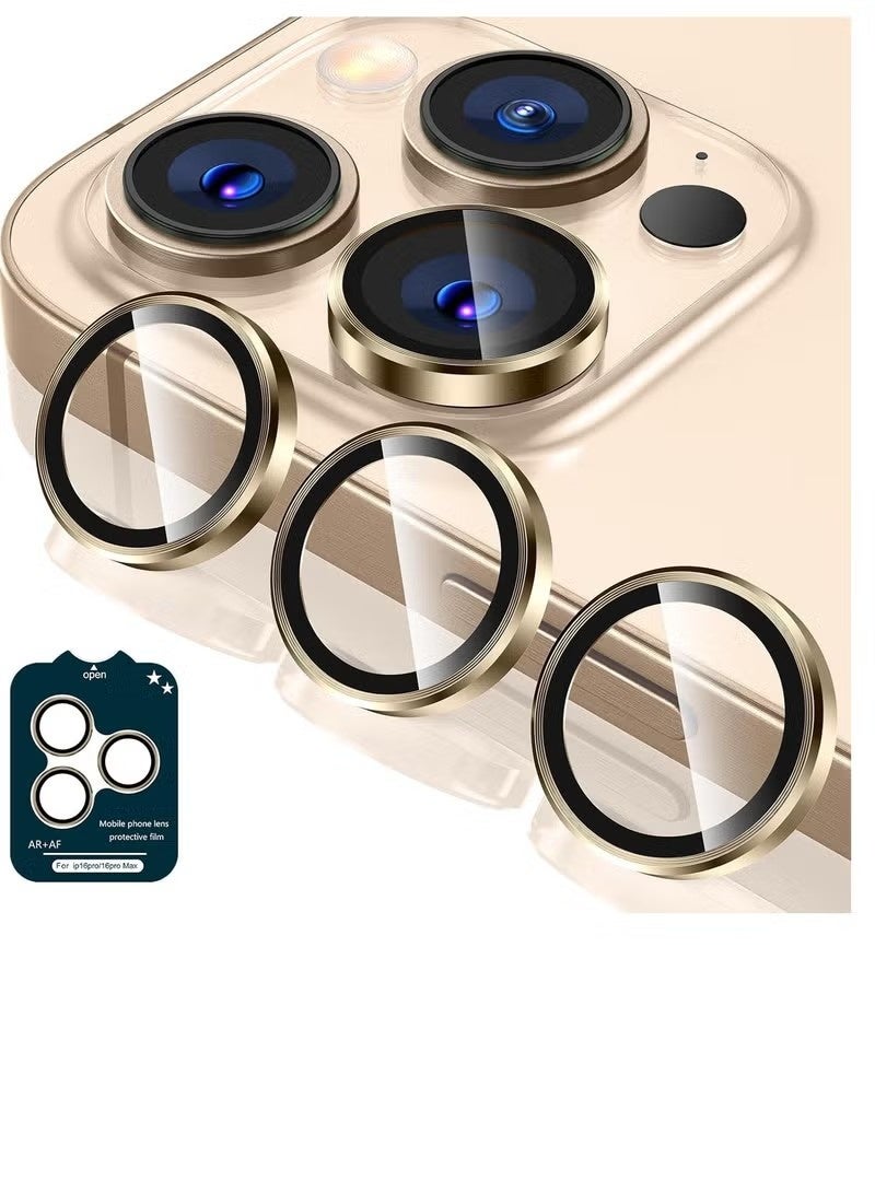 Desert Titanium Compatible for iPhone 16 Pro / iPhone 16 Pro Max Camera Lens Protector, AR Lens Protector Auto Installation,9H Tempered Glass,AR+AF Metal Individual Ring - Desert Titanium - Image 1
