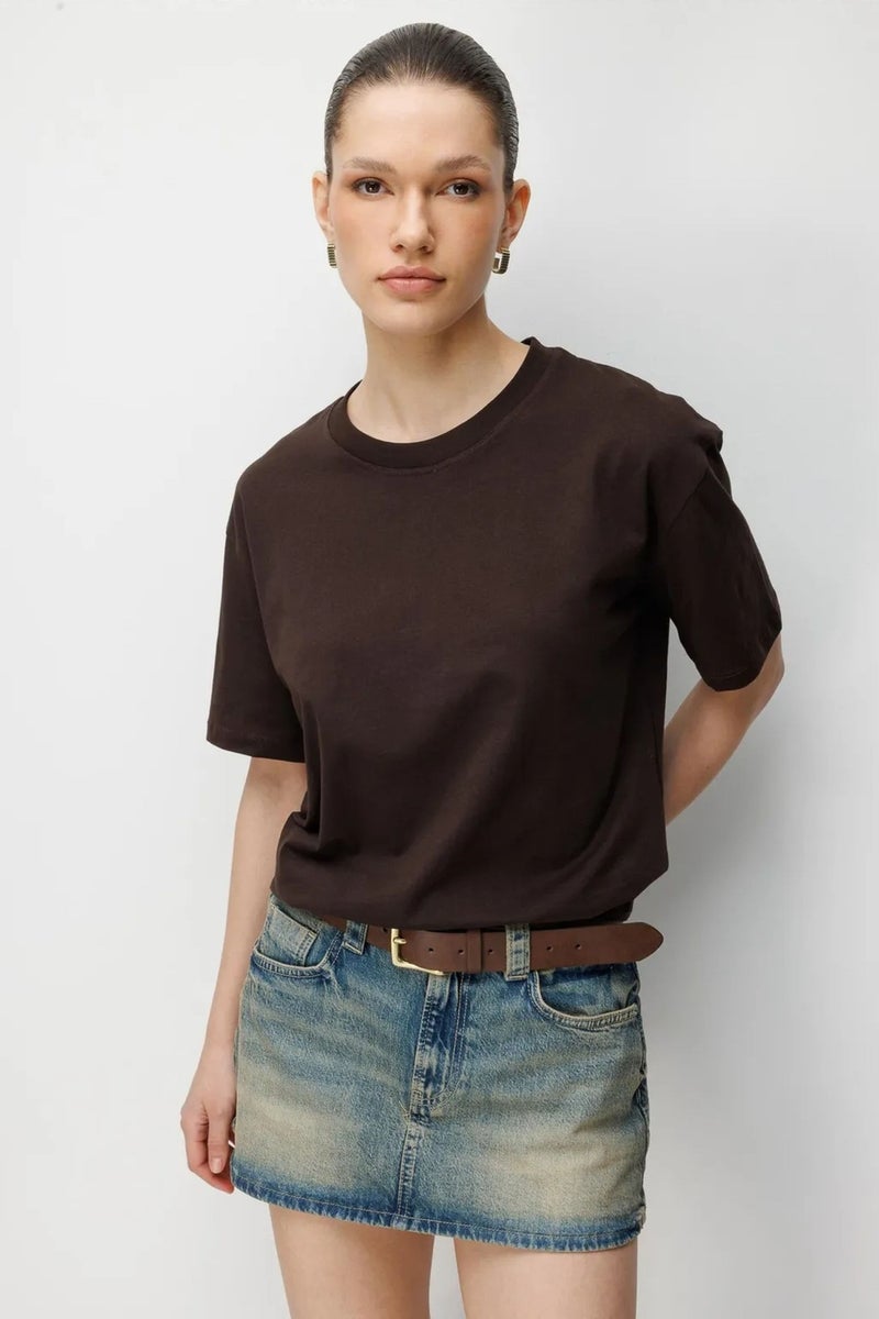 MIXRAY Oversized Ribbed Crew Neck T-Shirt - Image 1