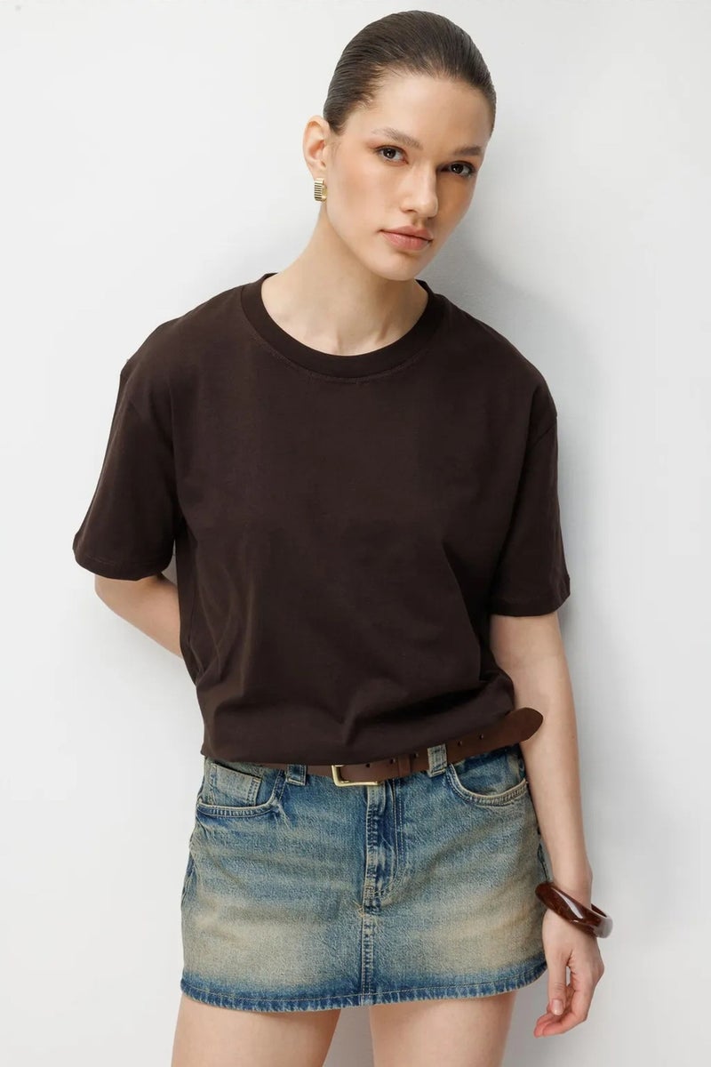 MIXRAY Oversized Ribbed Crew Neck T-Shirt - Image 2