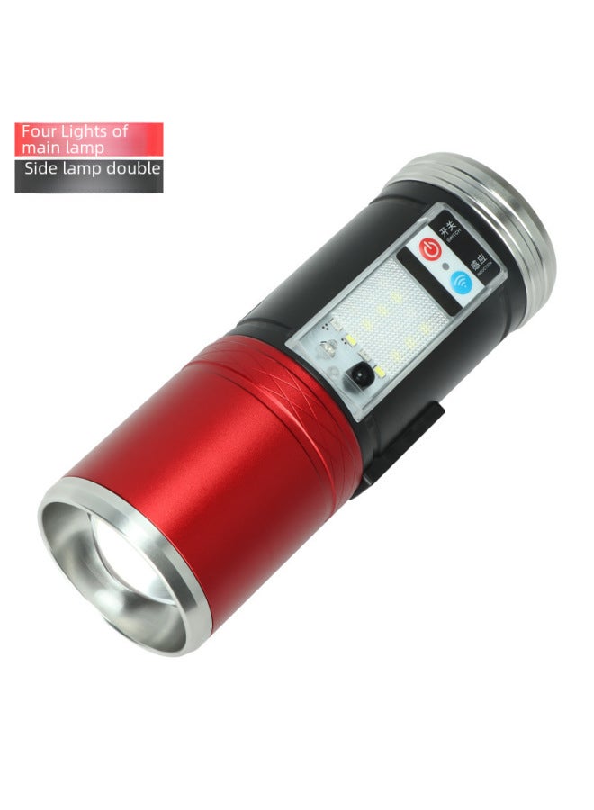 Bright LED High Power Night Fishing Lights Induction USB Rechargeable Blue Light Flashlight Fishing Lights-Color:Package 3: Lamp + Line + Cloth Bag + Fishing Box Bracket  - Image 2