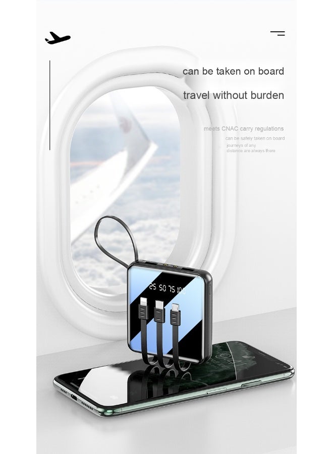 10000mAh Compact Mini Power Bank with Built-in Cable and LED Display, Universal Charger for Phones - Image 3