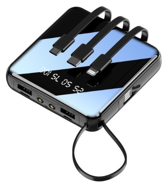 10000mAh Compact Mini Power Bank with Built-in Cable and LED Display, Universal Charger for Phones - Image 1