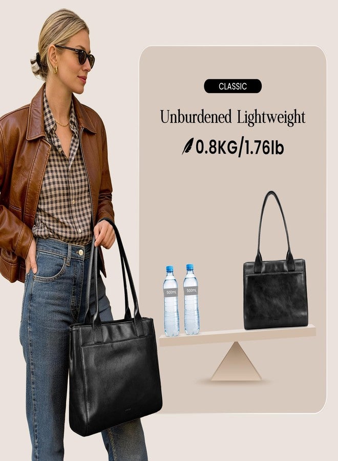 befen Genuine Leather Tote Bag for Women Small Black Work Tote Bag with Zipper Soft Leater Purse with Multi Compartments Work Handbag for Travel Designer Womens Purses and Handbags for Everyday - Image 4