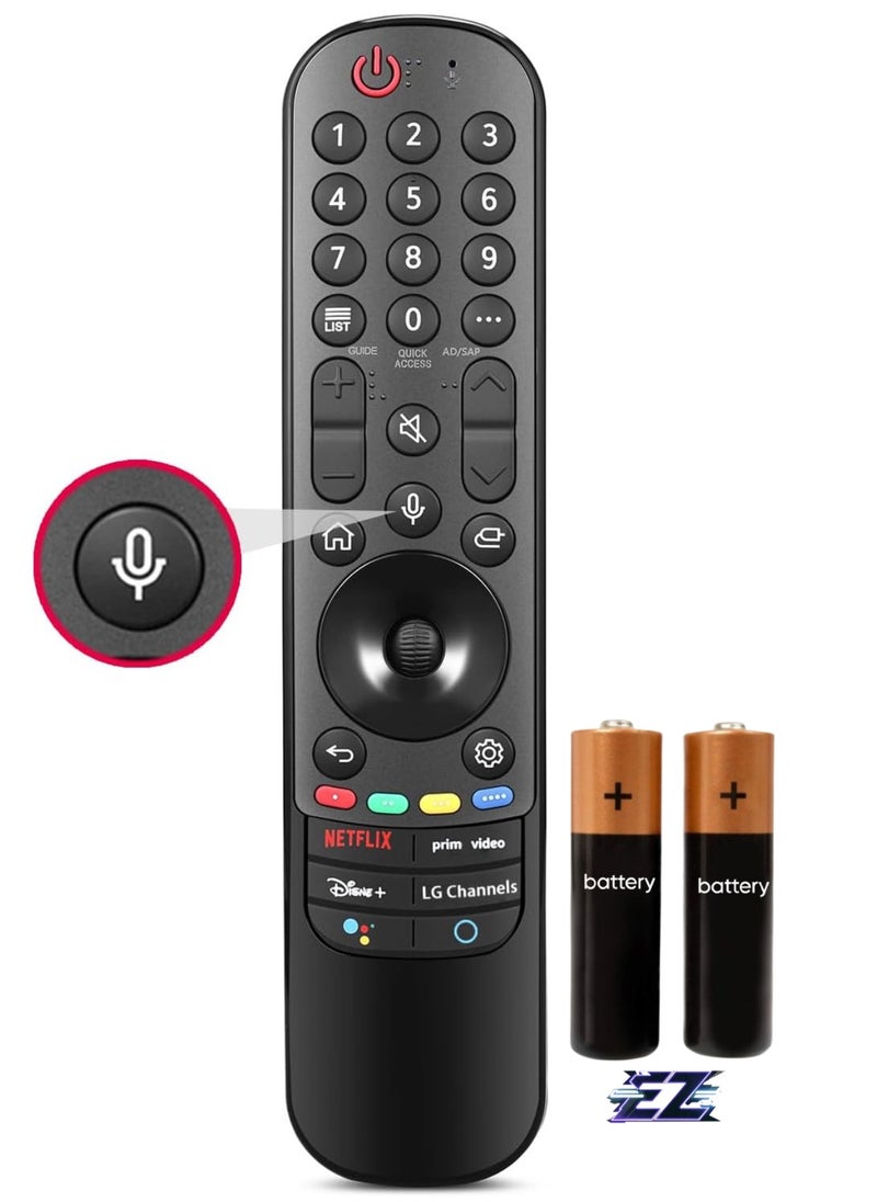 Replacement Remote Control for LG MR22GA MR21GA Magic Smart LCD LED 3D HDTV Most Smart TVs 2021 2022 (Voice Search) with battery