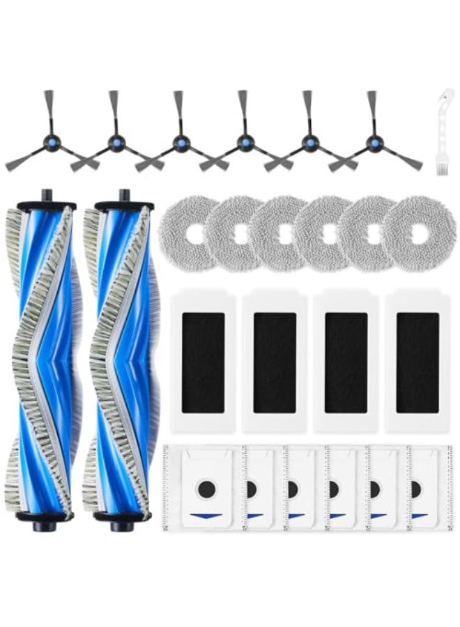 EOVWAEO 25 Piece Accessory Set for Ecovacs Deebot T30 Omni / T30 Pro Omni Robot Vacuum Cleaner, Replacement Accessories 2 Anti-Tangle Main Brushes, 6 Mop Pads, 6 Dust Bags, 6 Side Brushes, 4 Filters - Image 1