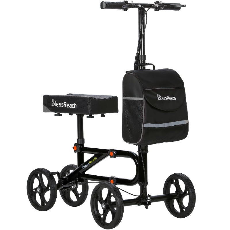 BlessReach Economy Knee Scooter Steerable Knee Walker for Foot Injuries Compact Crutch Alternative with Dual Braking System (Black) - Image 1