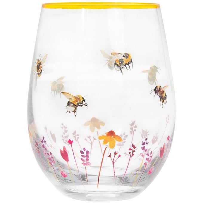 BUSY BEES STEMLESS GIN COCKTAIL GLASS TUMBLER
