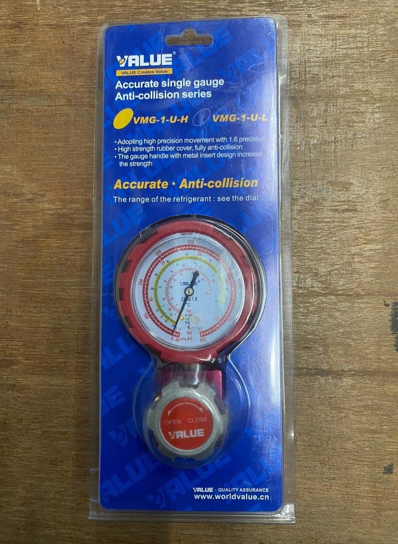 Value Refrigerant Pressure Gauge, Accurate Readings for R22, R134a, R410a, R407c - Image 1