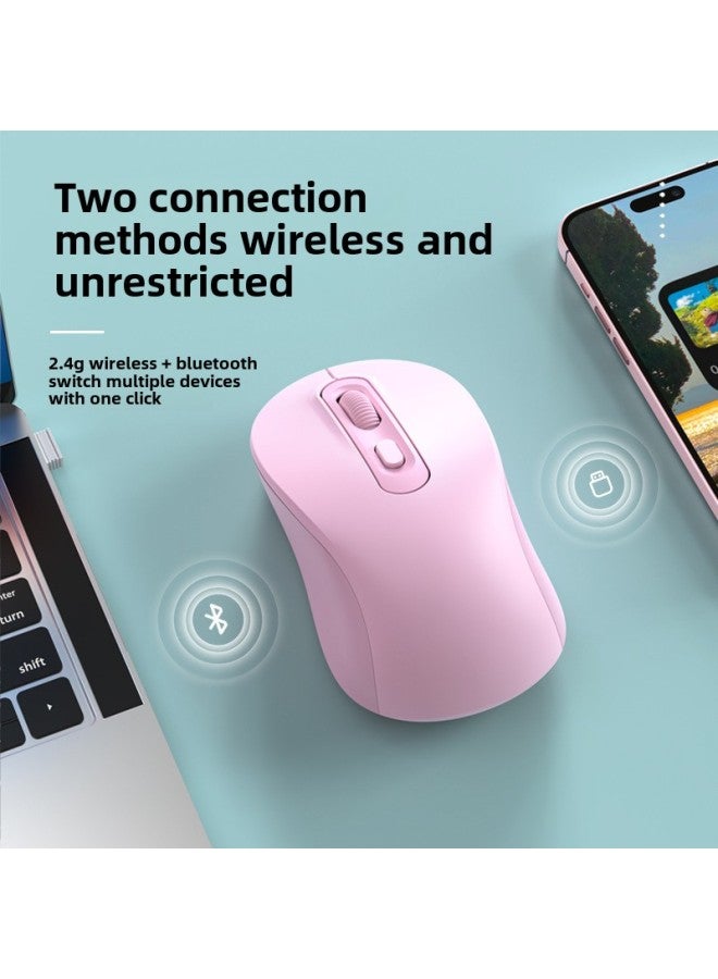 Direct Sales RecharGeable Wireless Mouse Silent Bluetooth 2.4G Dual-mode Suitable For Apple Huawei Office Notebook-Color:2.4G Battery Version Powder (brinG Your Own Battery)  - Image 2