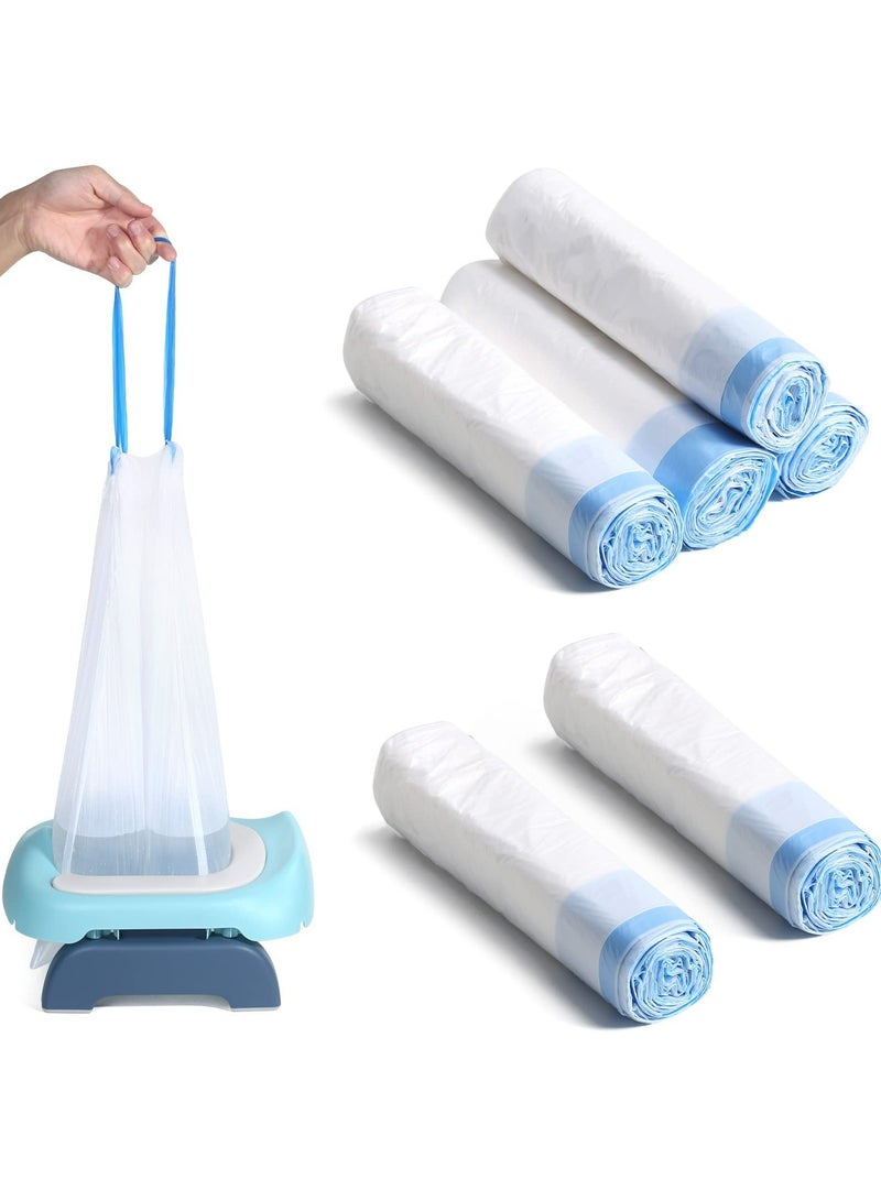 90Pcs Portable Potty Chair Liners with Drawstring Potty Bags Disposable, Travel Universal Toilet Seat Cleaning Bag for Kids Toddlers Outdoors(Blue)getting dressed. - Image 1
