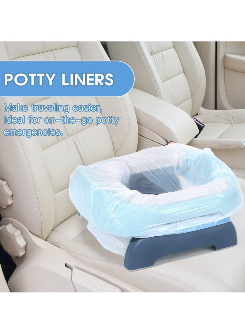 90Pcs Portable Potty Chair Liners with Drawstring Potty Bags Disposable, Travel Universal Toilet Seat Cleaning Bag for Kids Toddlers Outdoors(Blue)getting dressed. - Image 2