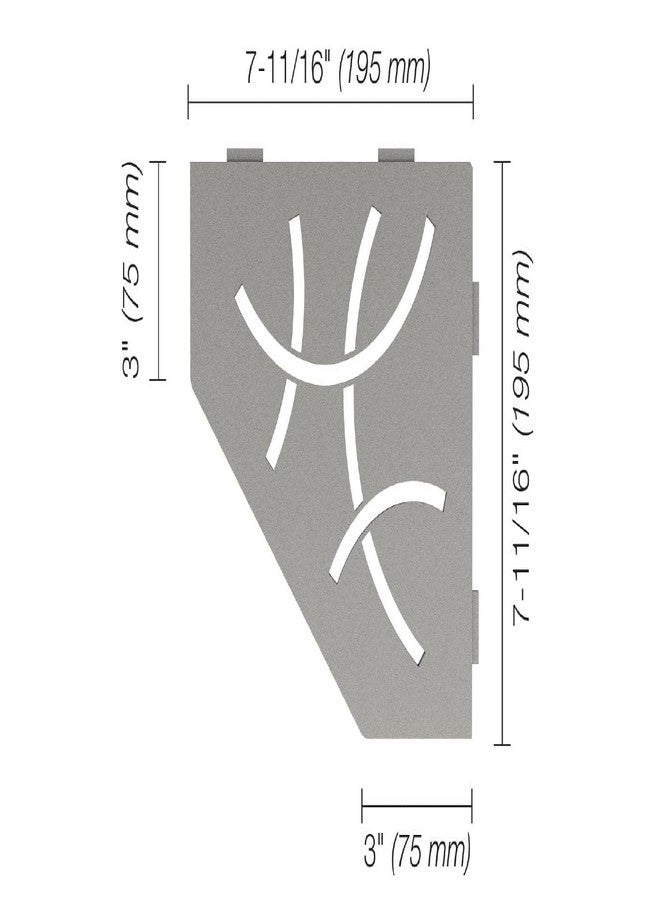 Schluter Pentagonal Corner Shelf for Tiled Walls - Curve Design, Aluminum Material, Stone Grey Finish, 3/32" Thick Anchoring Tabs - SES2D6TSSG - Image 2
