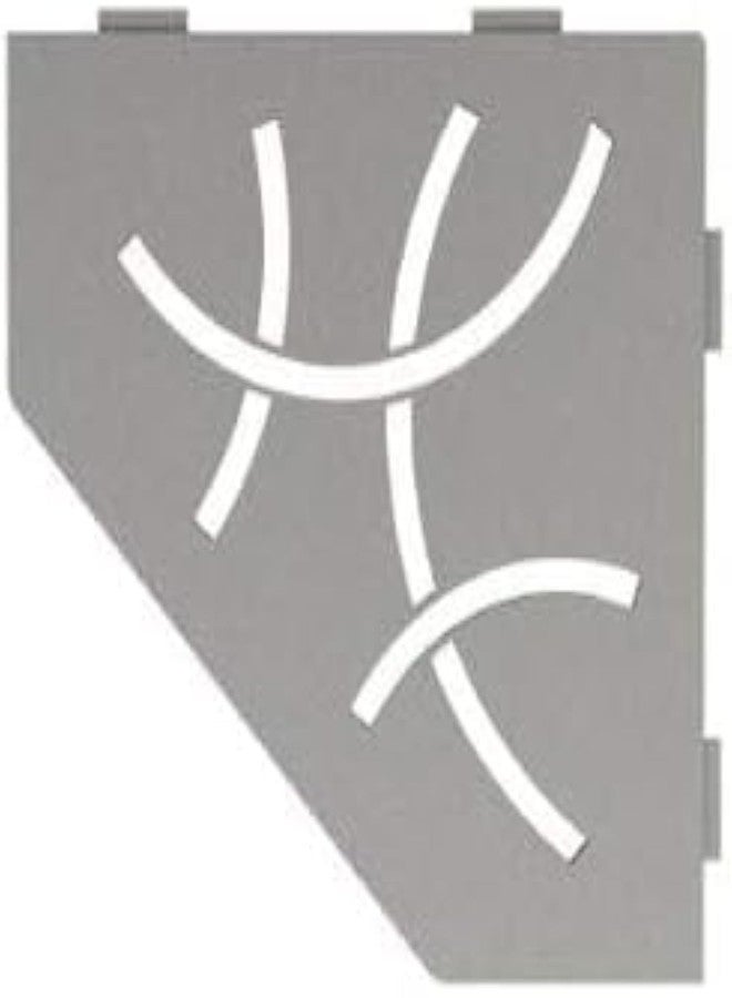 Schluter Pentagonal Corner Shelf for Tiled Walls - Curve Design, Aluminum Material, Stone Grey Finish, 3/32" Thick Anchoring Tabs - SES2D6TSSG - Image 1