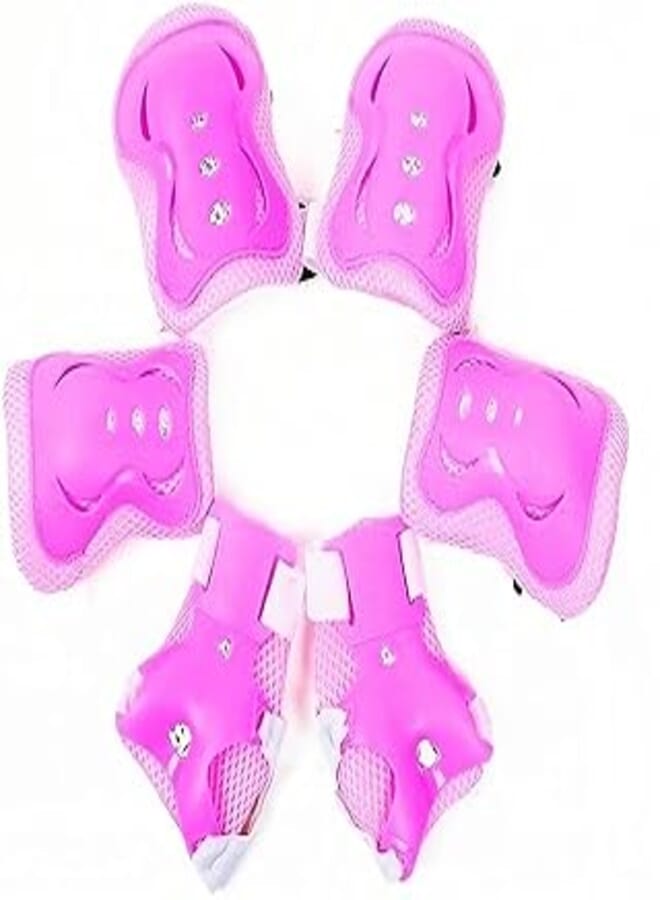 6 Pcs Kids Protective Guard Protector for Cycling Skating Sports Shock Absorbing (Pink)