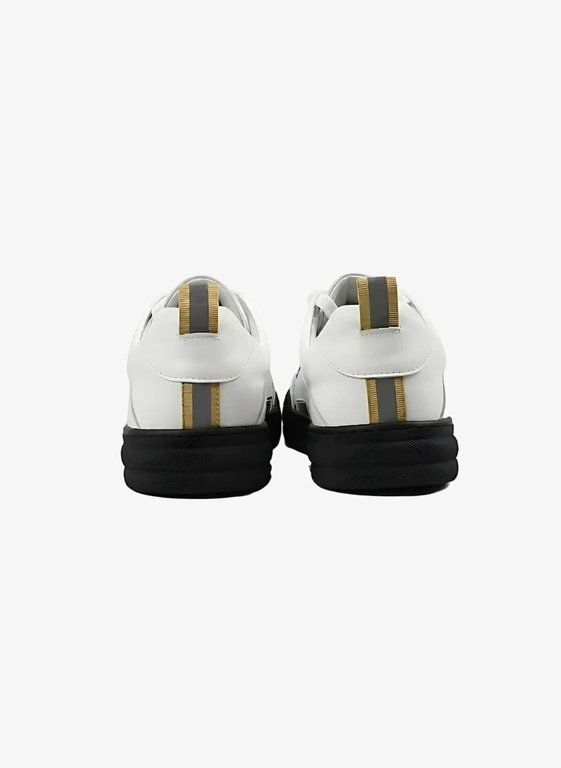 بوليس Police Men's Leather Low-Top Sneakers with Technical Accent Detailing, Genuine Calf Leather & Progressive Urban Design – White