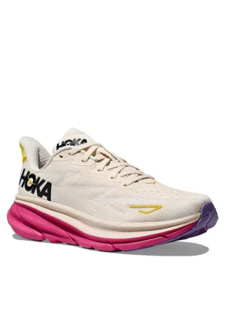 Hoka One One Clifton 9 Outdoor Running Sneakers Beige/Pink/Yellow  - Image 3