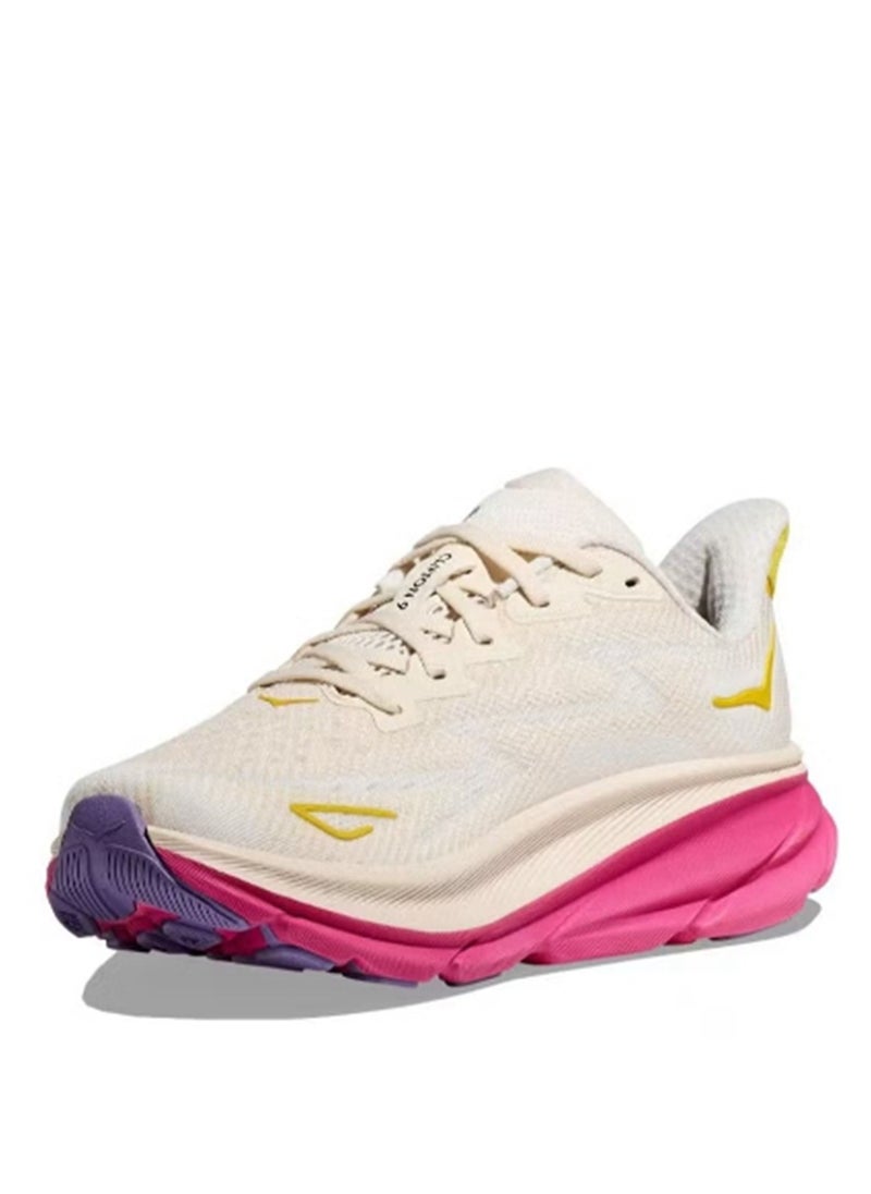 Hoka One One Clifton 9 Outdoor Running Sneakers Beige/Pink/Yellow  - Image 5