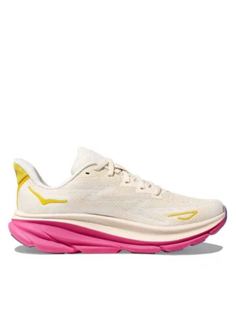 Hoka One One Clifton 9 Outdoor Running Sneakers Beige/Pink/Yellow  - Image 2