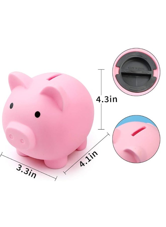 Fireboomoon 2 Pack Plastic Cute Pig Money BankUnbreakable Piggy Saving Money Box Coin Bank for Boys Girls Kids Adults Home DecorationBlue and Pink - Image 3