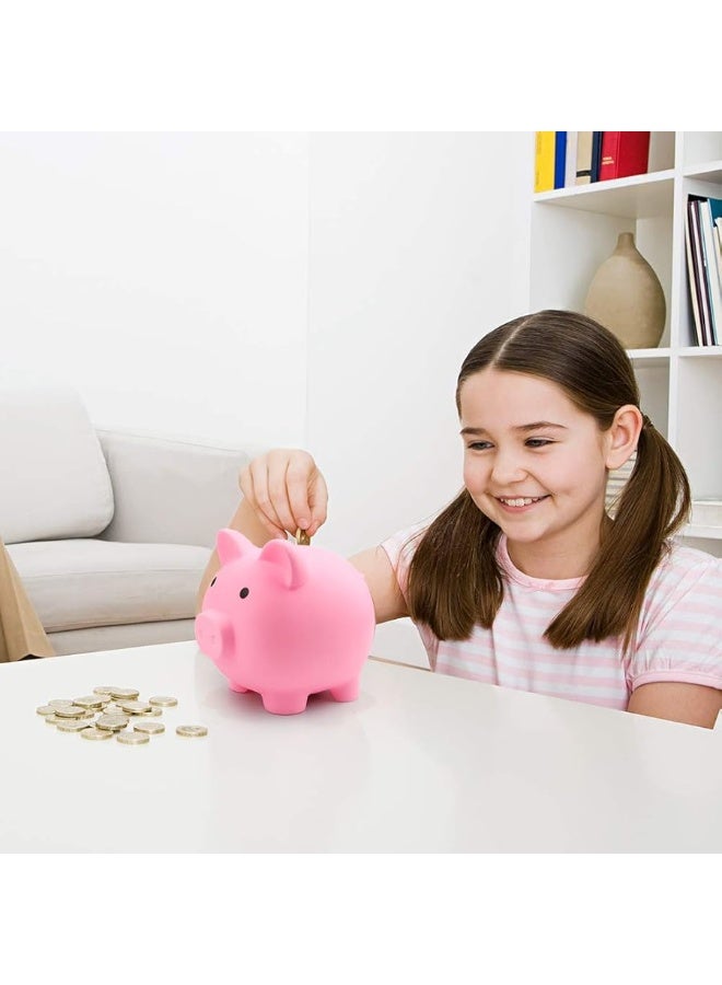 Fireboomoon 2 Pack Plastic Cute Pig Money BankUnbreakable Piggy Saving Money Box Coin Bank for Boys Girls Kids Adults Home DecorationBlue and Pink - Image 2