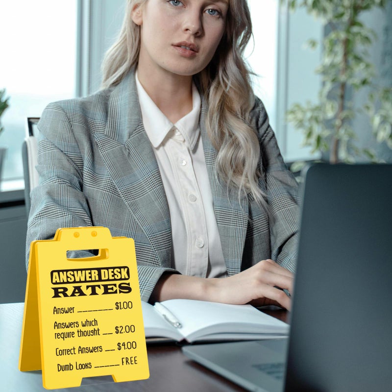 MAMAGIFTREE Funny Answer Desk Rates Sign â€“ Humorous Office Desk Decor for Work Friends, Teams, Coworkers, Boss â€“ Sarcastic Gag Gift for Birthday, Christmas, Labor Day, White Elephant & Secret Santa - Image 2