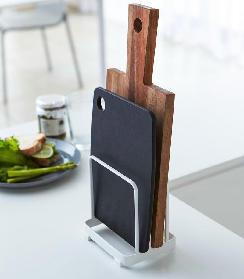 YAMAZAKI Home Plate Cutting Board Stand - Kitchen Storage Rack Holder Organizer - Steel - Image 2
