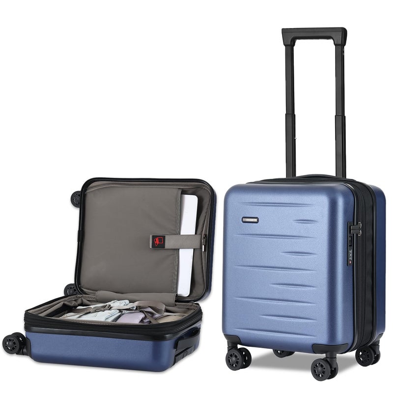CENSIEN 16 Inch Underseat Carry On Luggage Airline Approved, Expandable Lightweight ABS+PC Hard Shell Suitcases with 360Â° Spinner Wheels, TSA Lock, YKK Zipper, for Business Weekender (Blue, 1 PC) - Image 1