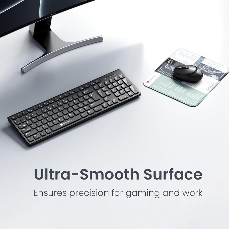 Portronics وسادة ماوس كومفيباد 3 بتصميم اختصارات ويندوز، قاعدة غير قابلة للانزلاق، حواف مخيطة، سطح ناعم عالي الدقة، وسادة لوحة مفاتيح مقاومة للماء للألعاب، المكتب والمنزل (رمادي) - Image 5
