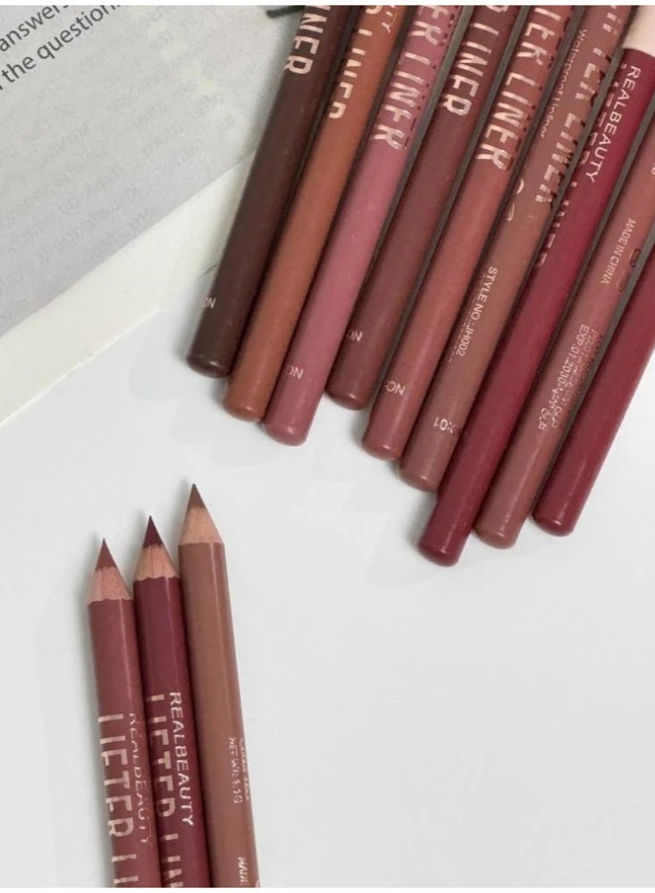 ريل بيوتي جموعة محددات شفاة كريمية من ريل بيوتي، 12 لون محدد شفاه لون، ناعم - Image 3