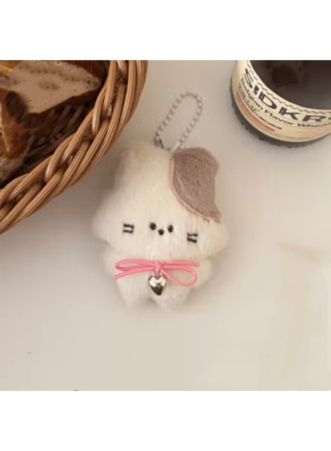 Cute cartoon toy-shaped keychain (white - spotted bunny plush toy pendant)