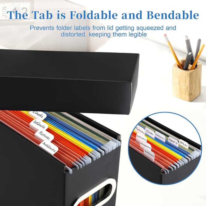 Naleyber File Organizer Box with Lid & Handle, Thickened Cardboard Hanging File Folder Storage Boxes for Letter Size, Portable Filing Organizer for Office, Home, Classroom, Black 2 Pack - Image 3