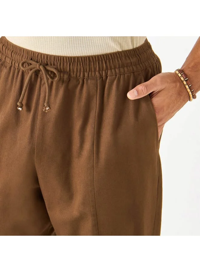 Iconic Solid Flexi Waist Regular Fit Joggers with Drawstring Closure and Pockets